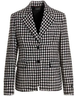 Versace Tweed Wool Blazer Jacket - Black