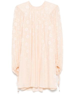 Chloé Jacquard Silk Mini Dress - Natural