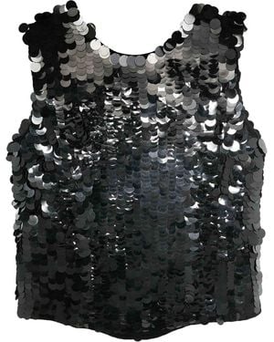 P.A.R.O.S.H. Glass Sequin Embellished Blouse - Black