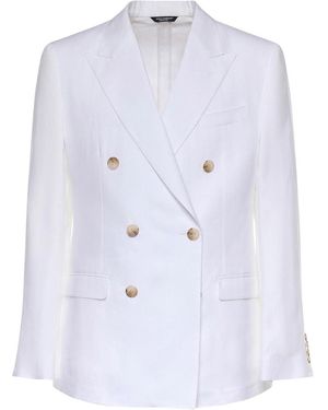 Dolce & Gabbana Double-Breasted Linen Jacket - Blue
