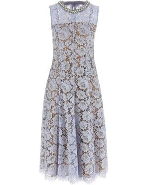 Self-Portrait Lace Pearl Midi Dress - White