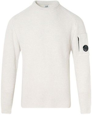 C.P. Company Crew Neck Fleece Sweater - White