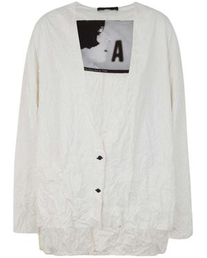 Maria Calderara Crinkled Faux Leather Jumper - White