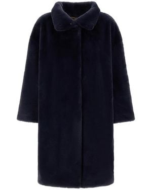 Herno Beaver-Effect Faux-Fur Coat - Blue