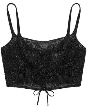 Ermanno Scervino Top With Swarovski - Black