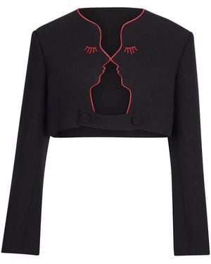 Vivetta Chequered Waist Belted Jacket - Black