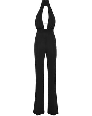 Philipp Plein Halterneck Logo-Plaque Jumpsuit - Black