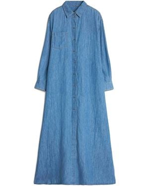 7 For All Mankind Maxi Shirt Dress Icy - Blue
