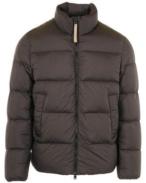 Woolrich Short Puffer Jacket With Pockets - Grey