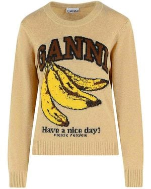 Ganni Wool Blend Jumper - Metallic