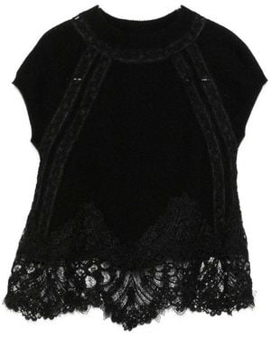 Ermanno Scervino Cashmere Lace Top - Black