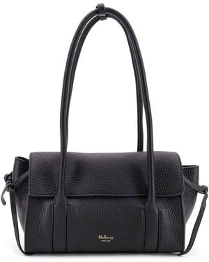 Mulberry Leather Shoulder Bag With Logo - Black
