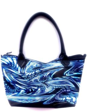 MARIA ENRICA NARDI Valchiria Satin Bag With Print - Blue