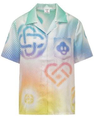 CASABLANCA Mini Cuban Collar Shirt - Blue