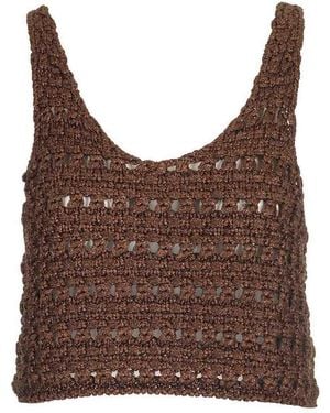 Alanui Viscose Knit Cropped Top - Brown