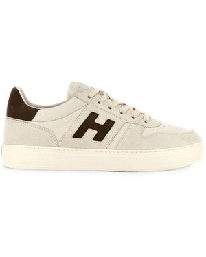 Hogan H668 Leather Sneakers - Natural