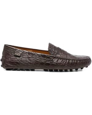 Tod's Dark Textured Driving Loafers - Gray