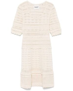 Isabel Marant Abril Short Openwork Knitted Dress - Natural