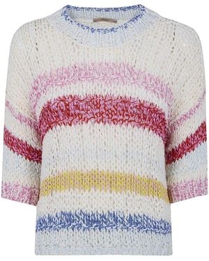 Nuur Stripes Round Neck Jumper - Grey