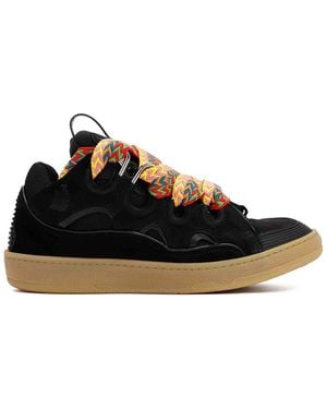 Lanvin Suede Leather Curb Sneakers - Black