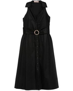 Twinset Midi Dress With Belt - Black