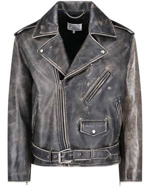 Maison Margiela Worn Leather Jacket - Black