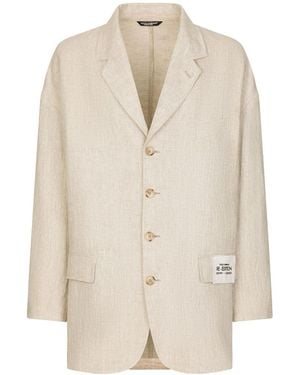 Dolce & Gabbana Linen Relaxedfit Blazer - Natural
