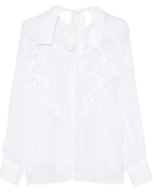 ERMANNO FIRENZE Camicia Bianca Con Ricami Floreali - Bianco