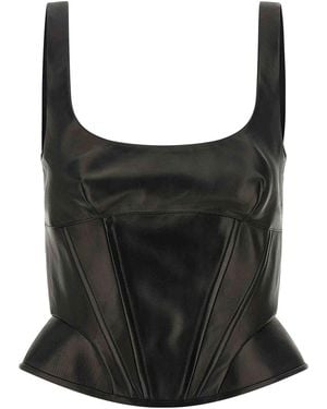 Ermanno Scervino Peplos Leather Top - Black