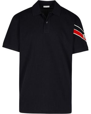 Moncler Stripe-Detail Polo Shirt - Black