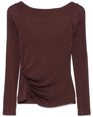 Elisabetta Franchi T-Shirt With Boat Neck Thin Straps - Purple