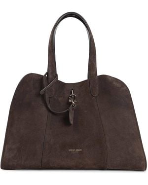 Giorgio Armani Suede Calf Leather Handbag - Brown
