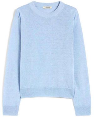 Max Mara Linen Yarn Crew Neck Sweater - Blue
