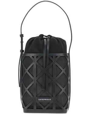 Emporio Armani Leather Bucket Bag - Black