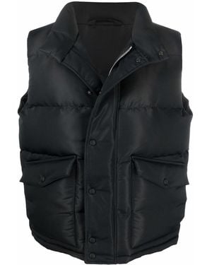 McQueen High Neck Graffiti Logo Print Down Vest - Black