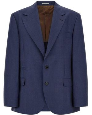 Brunello Cucinelli Prince Of Wales Blazer - Blue