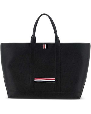 Thom Browne Leather Medium Tote Bag - Black