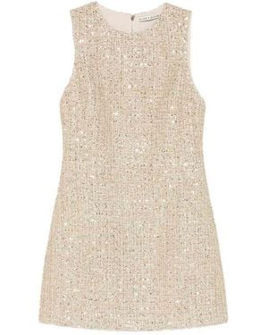 Alice + Olivia Cade Embellished Tweed Mini Dress - Natural