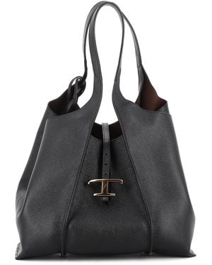 Tod's Hammered Leather Tote - Black