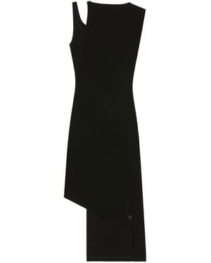 Courreges Asymmetrical Ribbed Midi Dress - Black