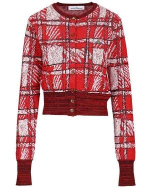 Vivienne Westwood Cardigan Scribble Check - Red