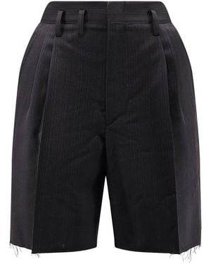 Maison Margiela Striped Virgin Wool Shorts - Black