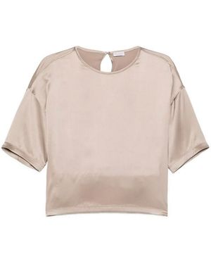 Brunello Cucinelli Silk Elastan Blouse - Natural