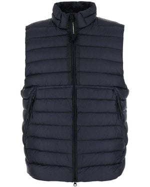C.P. Company Vest With Mock Neck And Logo Plaque On The Side - Blue