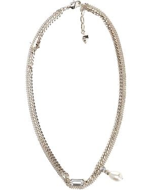 McQueen Skull Necklace With Crystals - Metallic