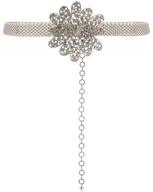 Alessandra Rich Chain Belt With Daisy Embellishment - White