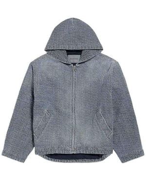 Balenciaga Hooded Denim Cotton Jacket - Gray