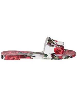 Dolce & Gabbana Dg -Logo Slide Beachwear With Rubber Logo - Red