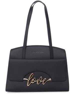 Love Moschino Shoulder Bag With Logo Writing - Black