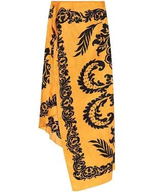 Etro Long Asymmetrical Floral Skirt - Metallic